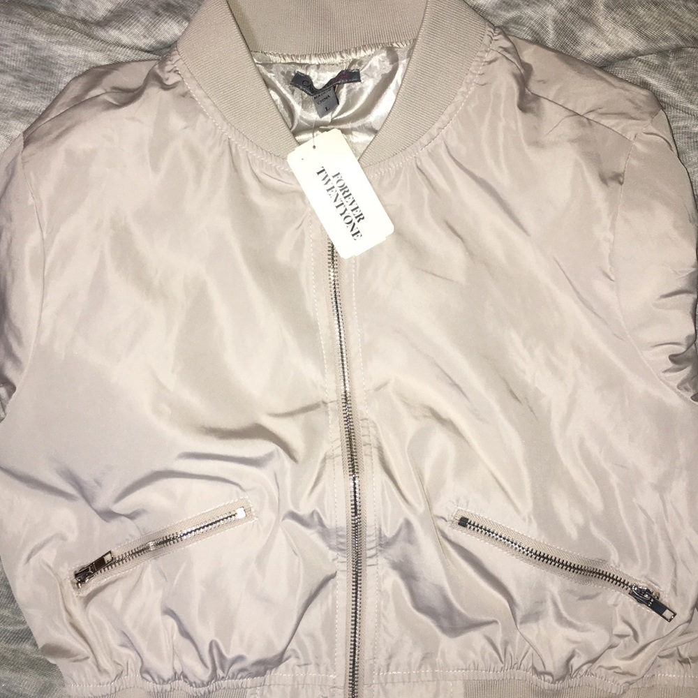 Beige Bomber Jacket